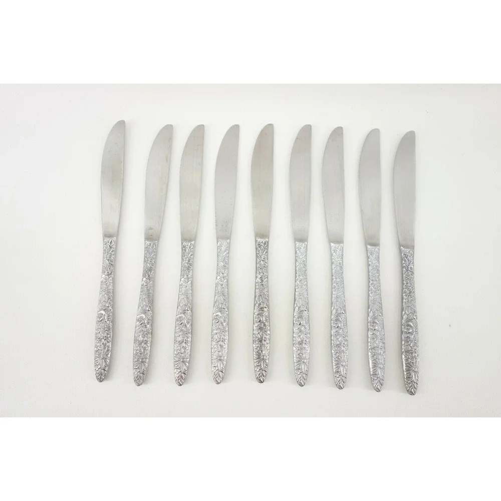 9 - Stanley Roberts BOUQUET Stainless All Floral Glossy Silverware Butter Knives